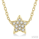1/10 ctw Star Round Cut Diamond Petite Fashion Pendant With Chain in 14K Yellow Gold